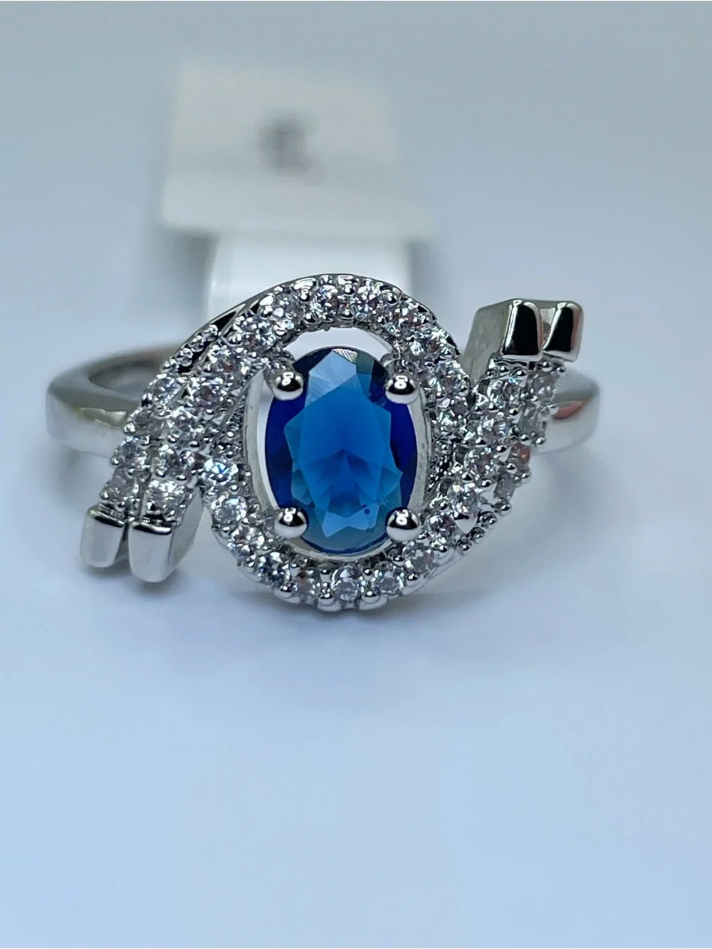 Swarovski Crystal Elements Sapphire Blue Swarovski Elements Halo Ring Size 7